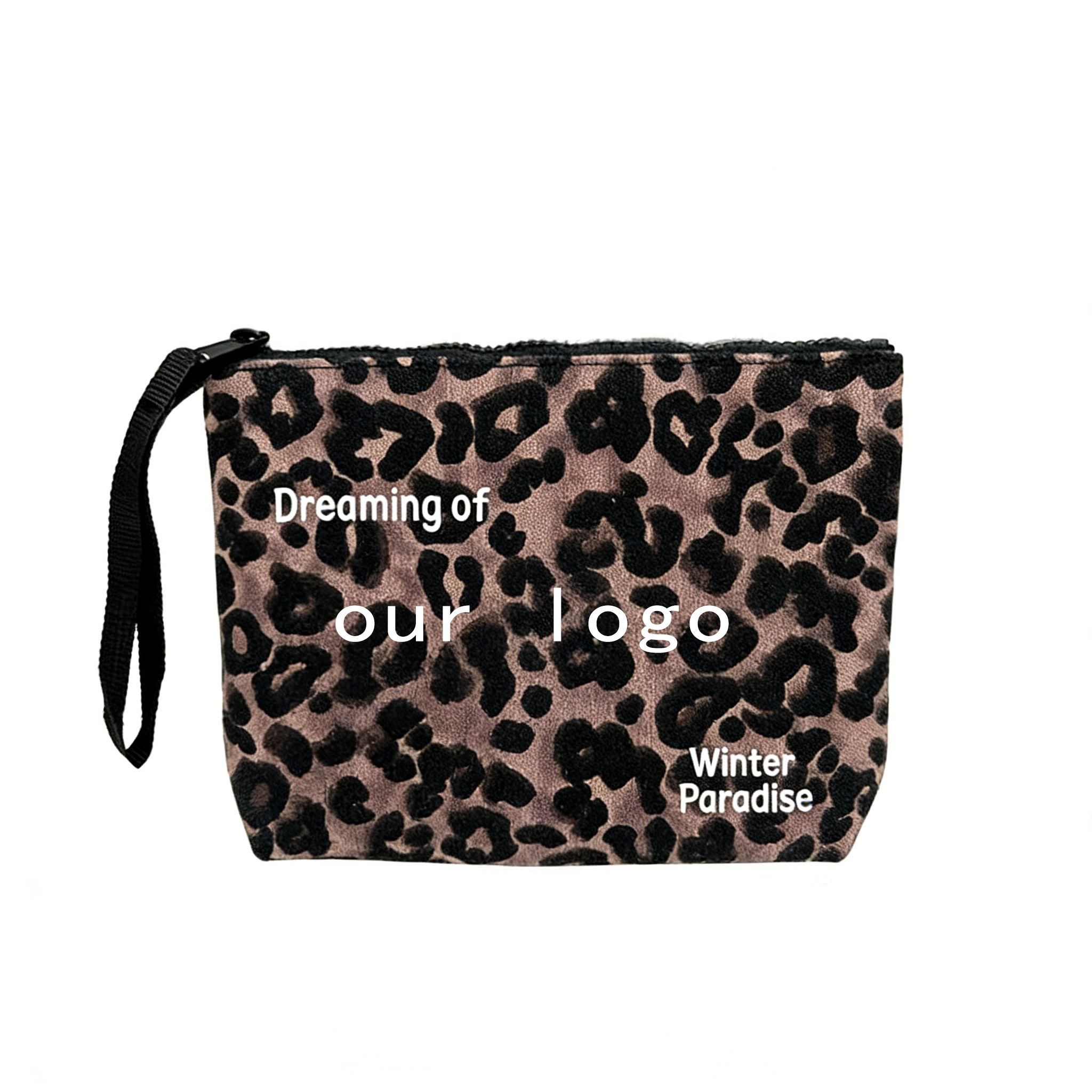 Leopard print black clutch bag