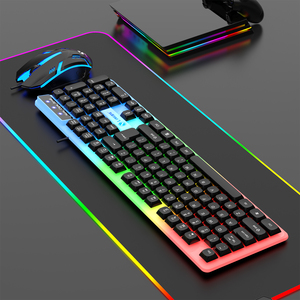 Combinación de teclado y ratón LED al por mayor, ordenador portátil de oficina, PC, combinación de teclado y ratón con cable
