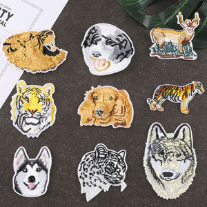 Wholesale Machine Embroidered Cool Animal Series <strong>Wolf</strong> Leopard Tiger Ion on Patches for Jackets Decoration and <strong>Hole</strong> Repair - Product Image 1