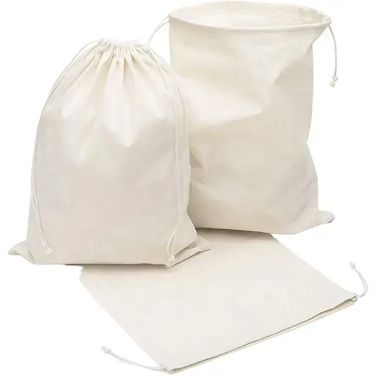 โรงงานขายส่งอาหารขนาดเล็กบรรจุถุงหูรูดผ้าใบผ้าฝ้าย Calico พร้อมโลโก้ที่กําหนดเอง