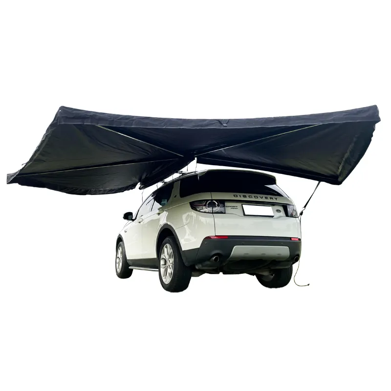 Venda quente 270 Graus Manual Telhado Aberto Guarda-chuva Tenda com Liga De Alumínio 2.5m Toldo Do Lado Do Carro Com Luz LED