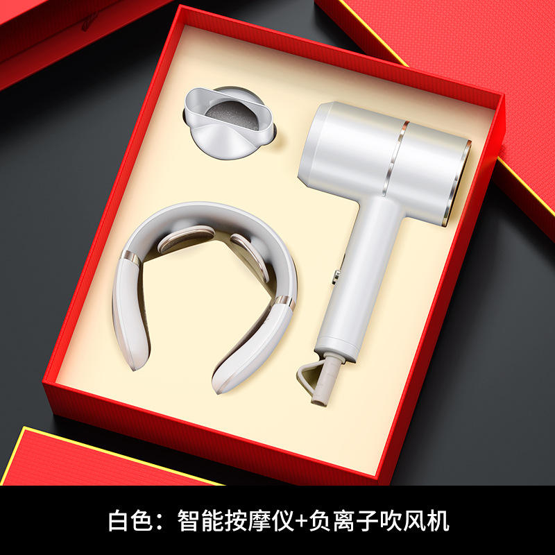 Coffret cadeau masseur sèche-cheveux blanc