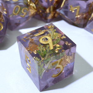 ชุดลูกเต๋าเรซิน DND ทำด้วยมือ-ลูกเต๋า RPG หลายเหลี่ยมสีม่วงและสีขาวควันพร้อมใบแฟนตาซีสำหรับ Games-N49กระดานดันเจี้ยนและมังกร - Product Image 6