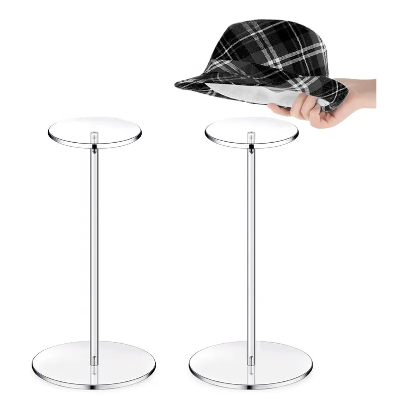 Rak Display akrilik PMMA transparan, dudukan topi gaya lantai untuk tampilan toko elegan dan pameran toko ritel