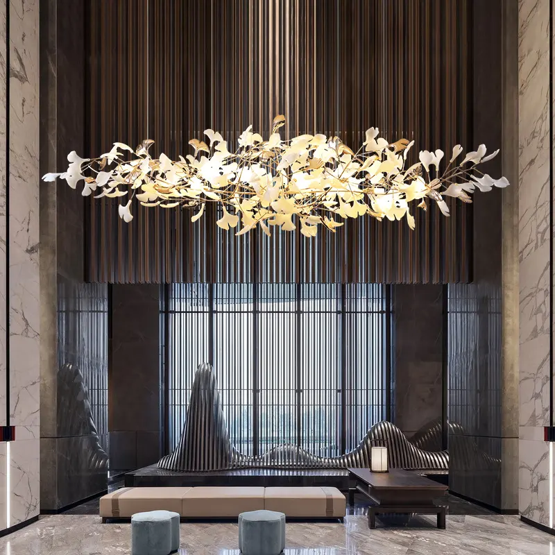 Candelabro de techo personalizado de lujo proyecto grande iluminación decoración comedor Villa vestíbulo de hotel interior moderno