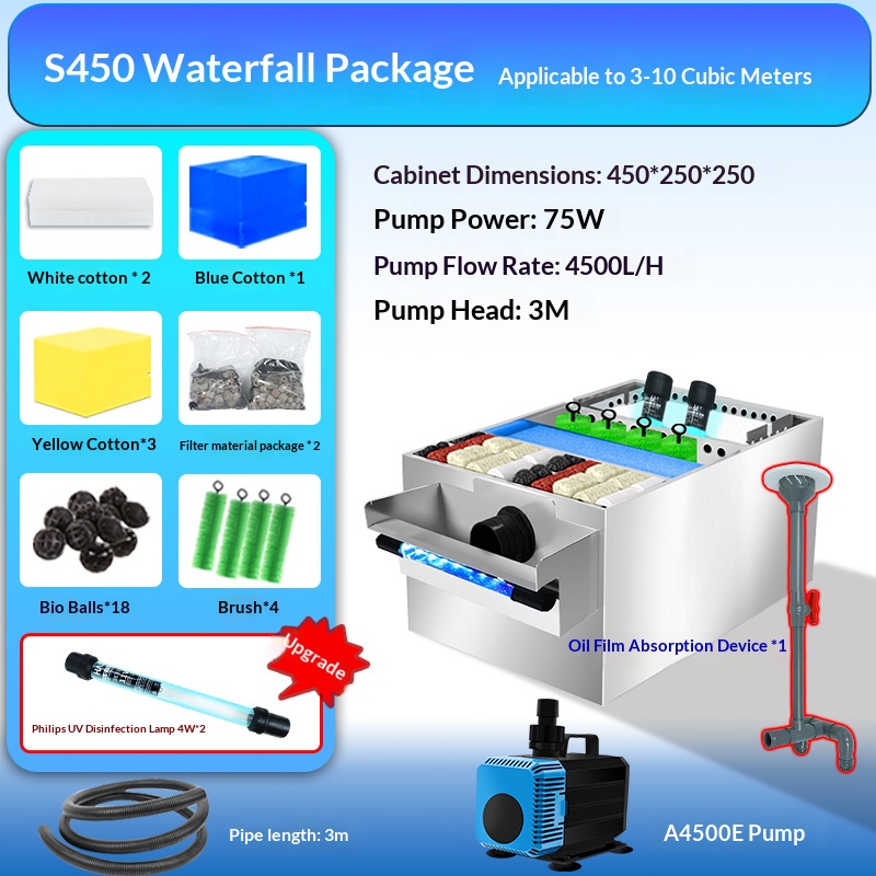 Lampe S450 Waterfall avec ensemble d'écumeur de surface