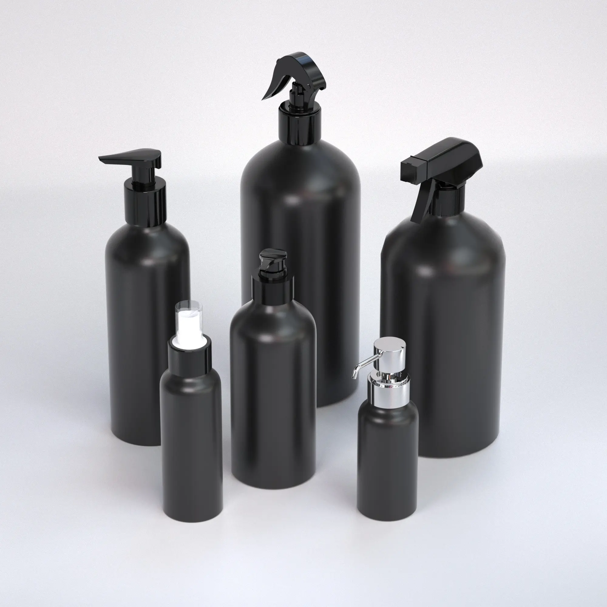 500ml 750ml 1000ml matte black metal aluminum packing bottle for lotion oil food grade metal bottles for water