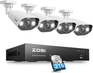 ZOSI 4K Spotlight Sistema de cámara de seguridad PoE 8 puertos 16CH 8MP 2TB HDD Cámaras IP PoE para interiores y exteriores Cámara IP de detección de personas - Product Image 1