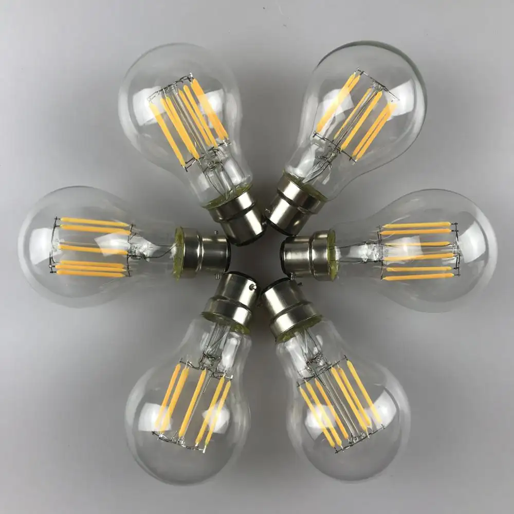 Ampoule led à filament vintage edison, lampe en verre transparent rétro avec variateur, 40 W 6W B22 220V