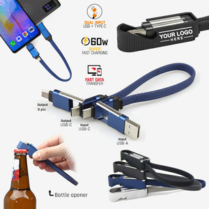 Aiaude New USB Cable USB-A and Type-C Dual <strong>Input</strong> 60W Super Fast Charging Fast <strong>Data</strong> Transfer Bottle Opener 6 in 1 Charging Cable - Product Image 5