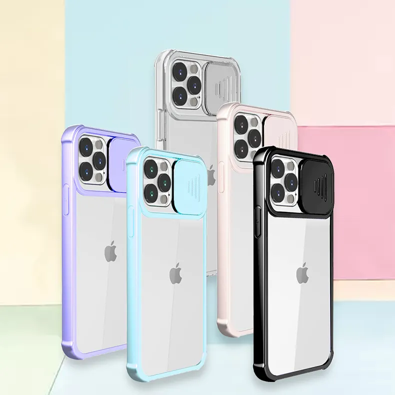 2021 Schlussverkauf stoßfestes transparentes Schiebefenster Telefonetui für iPhone 12mini/12/12pro/12promax