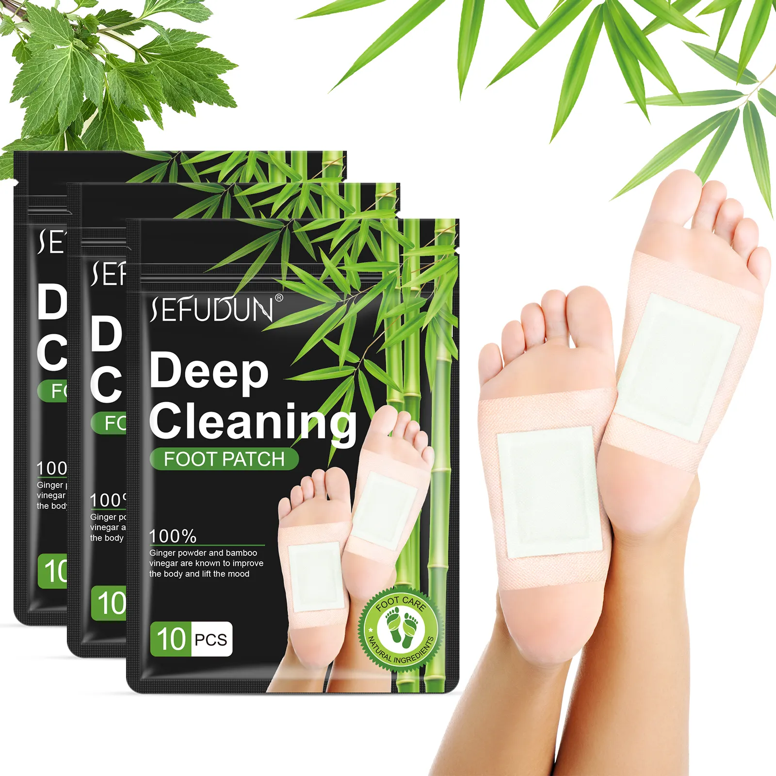 SEFUDUN contoh gratis pelembap Deep Cleansing detoksifikasi Foot Patch 10pcs bambu jahe Detox Foot Patch