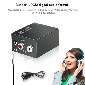 Coaxial óptico Digital a analógico, convertidor de audio R/L RCA de 3,5mm con cable de carga usb y cable óptico