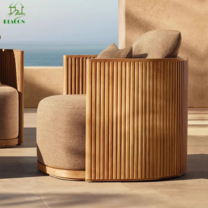 شرفة فناء مخصصة مخصصة بتصميم عصري فاخر للحديقة من خشب الساج أريكة مفردة مقاومة للماء من خشب الساج - Product Image 1