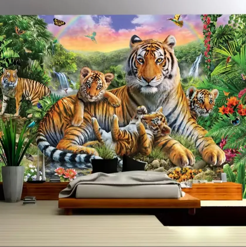 Murales de pared personalizados 3D Tigre Animal Arte moderno Gran Mural sala de estar dormitorio restaurante Fondo decoración del hogar papel tapiz