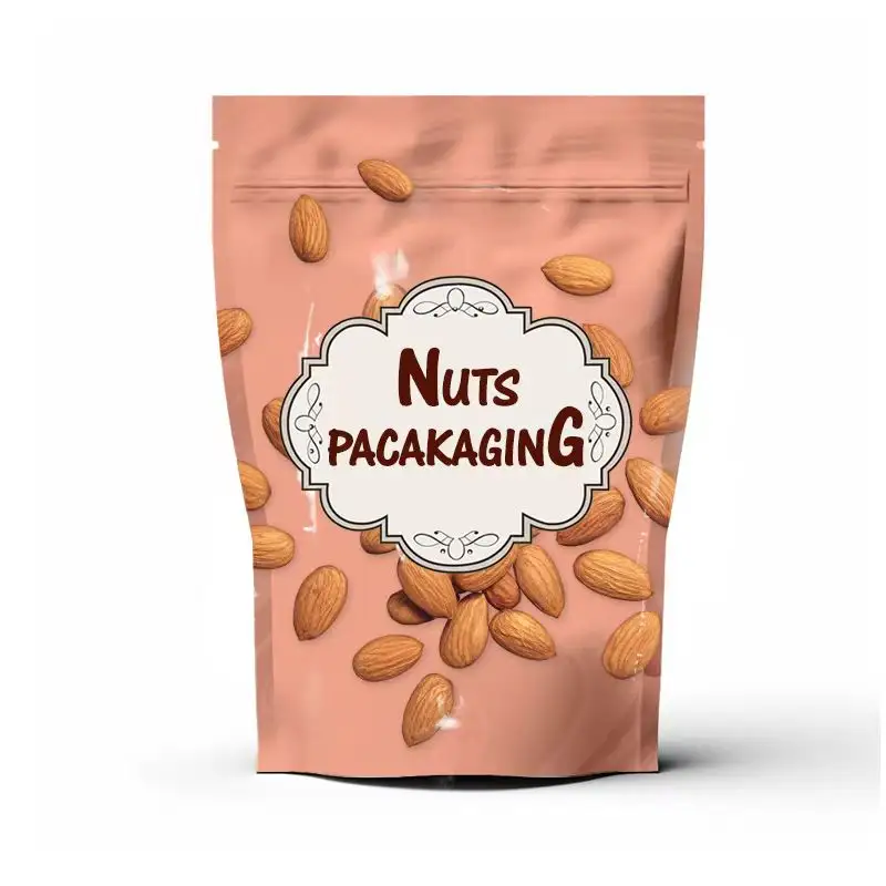 Kantong plastik kacang kustom pengemasan kantong kemasan makanan untuk tas kemasan kacang makanan ringan dengan ritsleting