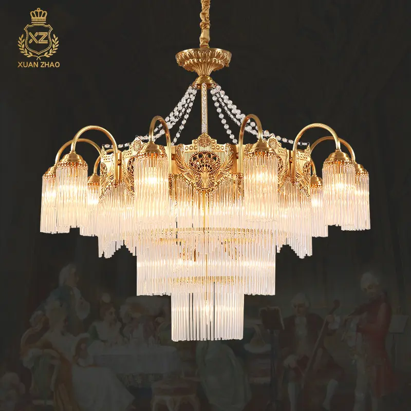 XingZhong-lámpara colgante clásica de latón para la Iglesia, luces colgantes para vestíbulo, cristal, candelabro de lujo