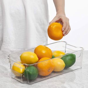 Dropshipping Shopify冷蔵庫オーガナイザービン冷蔵庫冷凍庫用クリアプラスチックビンキッチンキャビネット組織12.5インチロング