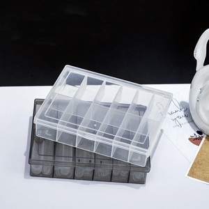 กล่องเปล่า12ช่องใสสีดำสำหรับเล็บปลอมแบบยาวปลายเล็บพลาสติกทนทาน - Product Image 1