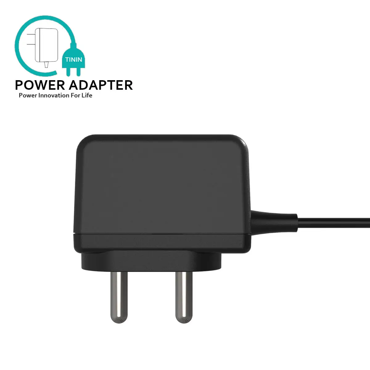 Chargeur électrique indien de couleur noire, certifié BIS, 1.5m, 5 v1a, adaptateur mural de charge AC, avec câble