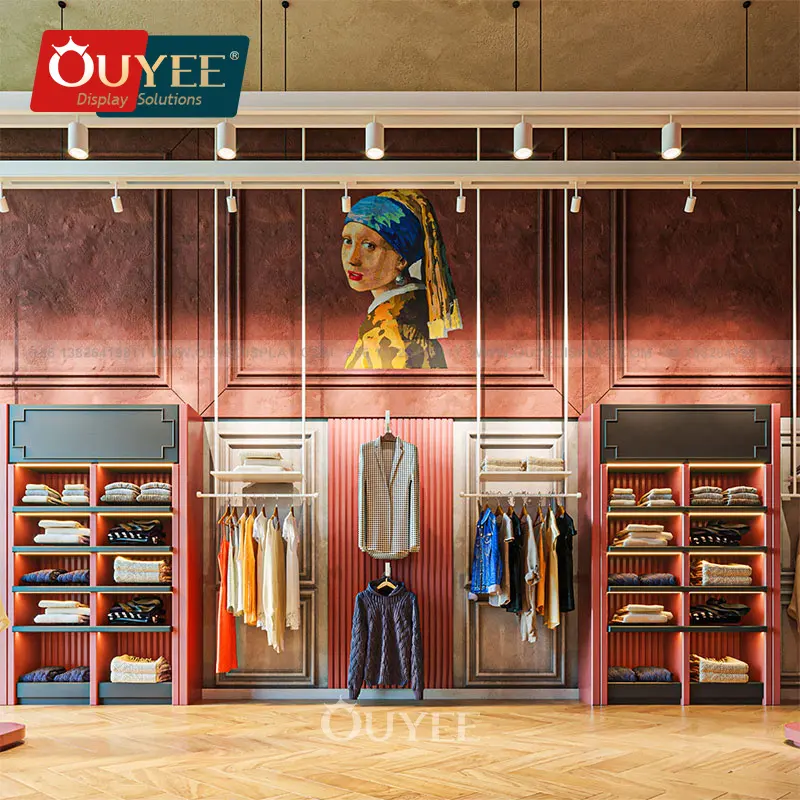 Đồ gia dụng cửa hàng đồ nội thất sơn dầu nghệ thuật triển lãm quần áo sang trọng trưng bày trưng bày kệ trưng bày cửa hàng quần áo bằng gỗ
