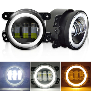 4 inç led sis farları 30W yuvarlak 6000K ışık halkası DRL Off Road Lens led sis lambası için JEEP araba JK JL Grand Cherokee