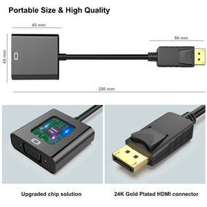 Customize <strong>DisplayPort</strong> to <strong>VGA</strong>, Gold-Plated DP to <strong>VGA</strong> Adapter Male to Female Compatible for Laptop or PC