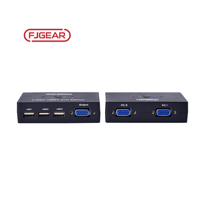 FJ-201UK Fjgear USB2.0 VGA KVM交换机2端口2进1出即插即用金属销售