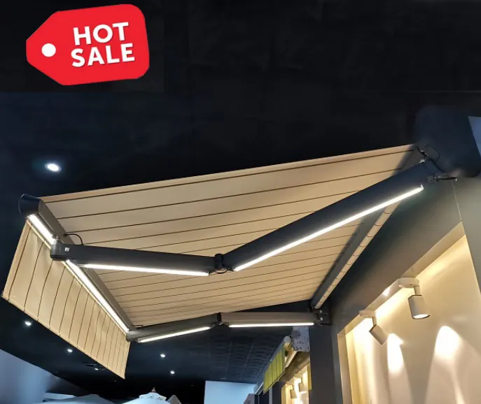 Outdoor luxury Electric Customized Size Aluminum awning Patio awning supplier Garden Big Size Retractable Awning factory