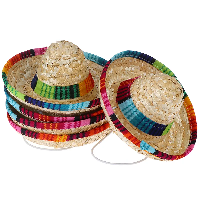 Mini Sombrero de paja para mascotas, Sombrero de paja para fiesta en la playa, Estilo Hawaiano para perros, 1 unidad