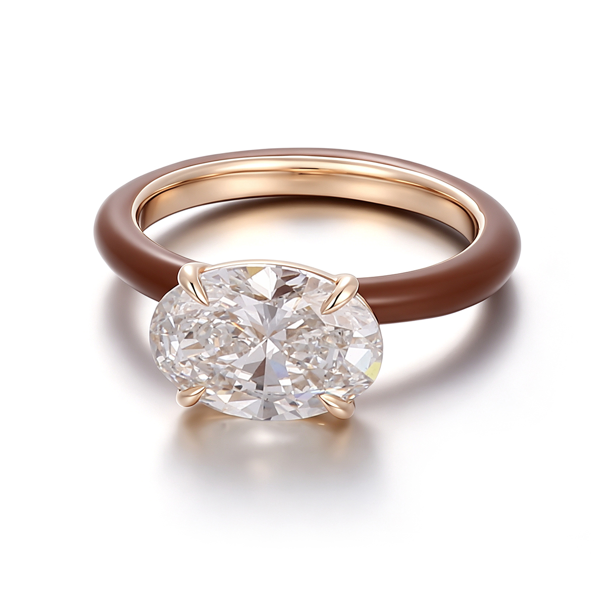 Bague en or massif 14 carats avec diamant de laboratoire