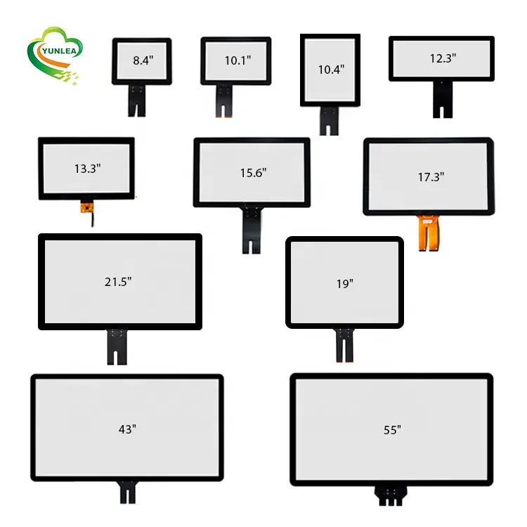 Yunlea 8,4/10,1/10,4/12,1/12,3/15/15/6/17.3/18. 19/19.5/5/21.5/23.6/23.8/27/32/55 pulgadas Panel de pantalla táctil capacitiva PCAP personalizada