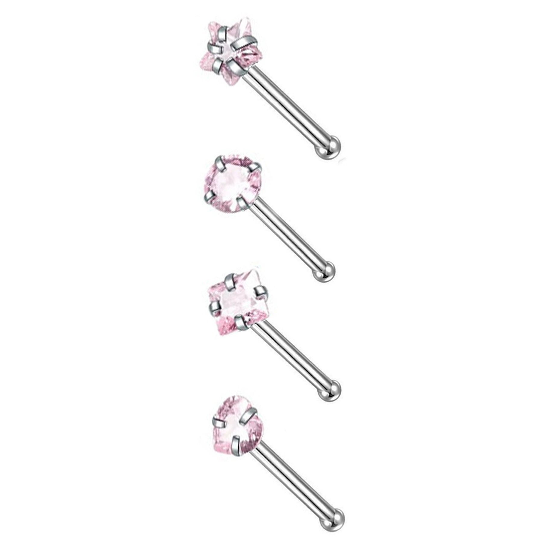Tige droite argent-rose