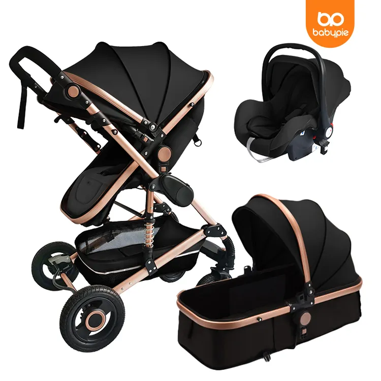 Le chariot de luxe 2 en 1 le plus vendu pour bébé, produit en cuir 3 en 1 chariot/landau de voyage pliable poussette 3 en 1 bon marché pour bébé