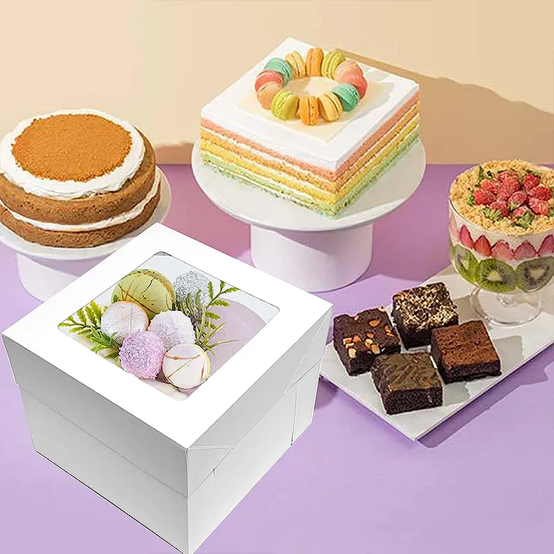 Emballage de boîte à gâteaux coupe pâtisserie personnalisée avec fenêtre. Boîtes en papier à gâteaux avec fenêtre emballage de gâteaux de luxe