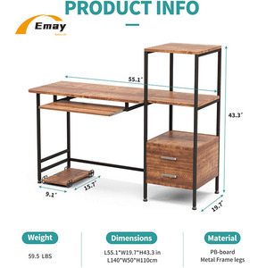 Escritorio multifuncional para ordenador, mesa de estudio de escritura, con cajones y estantes y soporte de CPU, escritorio de almacenamiento - Product Image 6