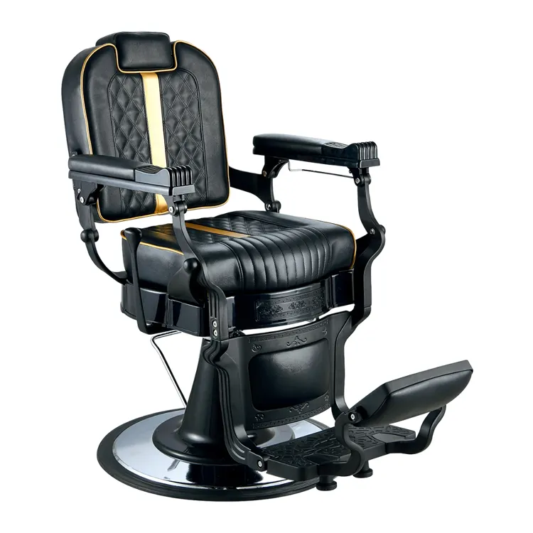 Portátil durável luxo heavy duty barbeiro cadeiras atacado preto e ouro estilo cabeleireiro cadeira