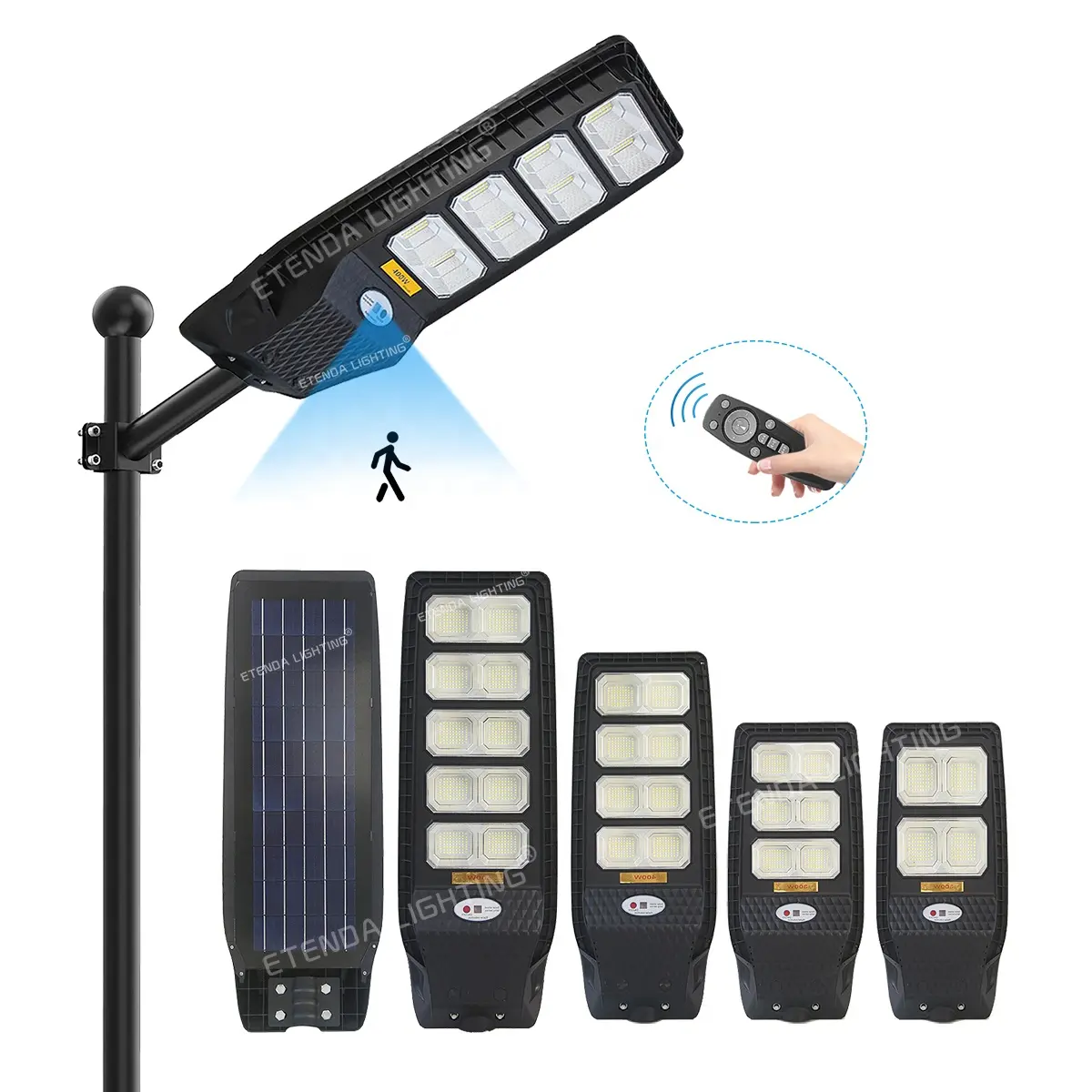 High brightness all in one solar street light 300W 400W 500W for outdoor lighting