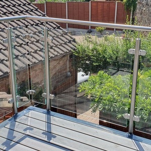 Thép không gỉ 304 kính không khung cầu thang lan can Hệ Thống Bài với balusters và kẹp cho ban công - Product Image 4