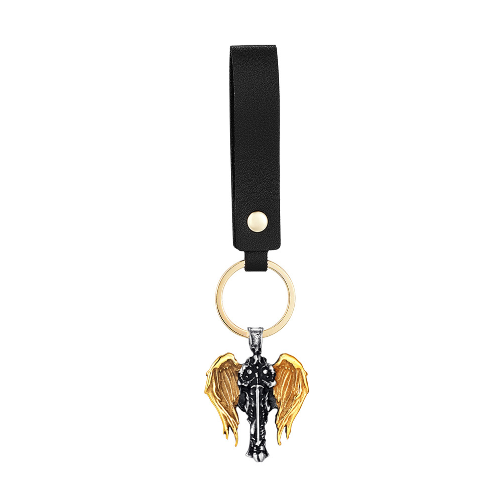 Pendentif bicolore avec cordon en cuir