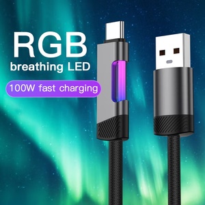 USB 3.0ไนลอนยาว1ม. สายชาร์จข้อมูลชนิด C สำหรับ Apple Huawei พร้อมไฟหลากสีชาร์จ3A - Product Image 6