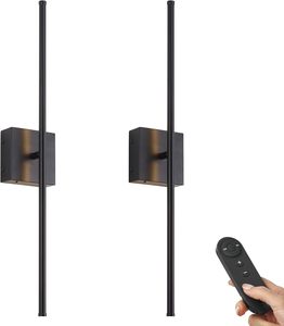 Batterie betriebene Wand leuchten mit APP-Fernbedienung 350 ° Drehen Sie die drahtlose schwarze Wand leuchte für das Wohnzimmer Flur Schlafzimmer 1 Paar