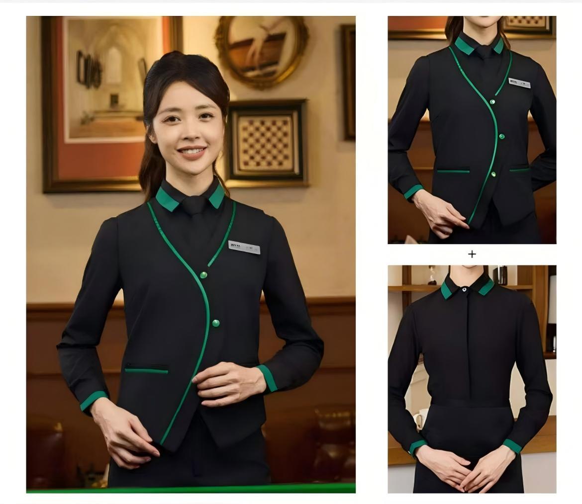 Conjunto de 2 piezas para mujer: camisa negra + chaleco