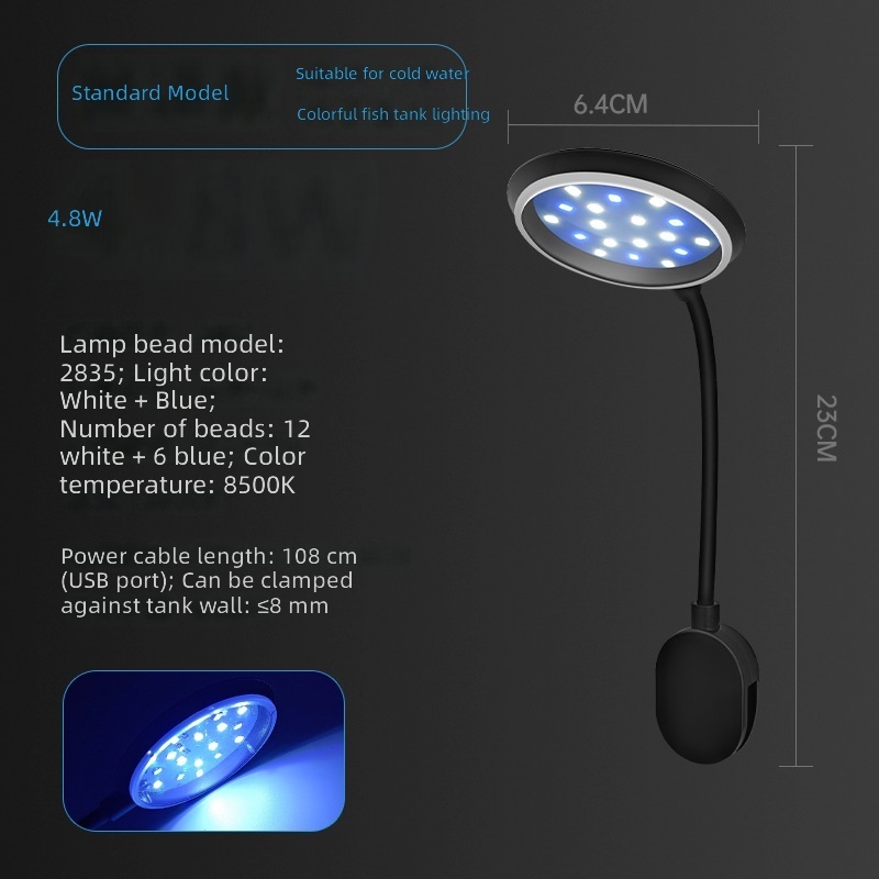 Lámpara mini usb con clip azul y blanco 4,8w-negro