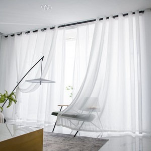 Factory Direct Sale Soft Sheer Voile Fabric Roll, Geometric Stripe Pattern White Tulle Curtain Fabric for <strong>Living</strong> Room <strong>Window</strong> - Product Image 2
