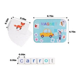 Anaokulu erken ahşap eğitici oyuncaklar eşleşen montessori kartları manyetik alfabe mektubu kelime kart oyunu