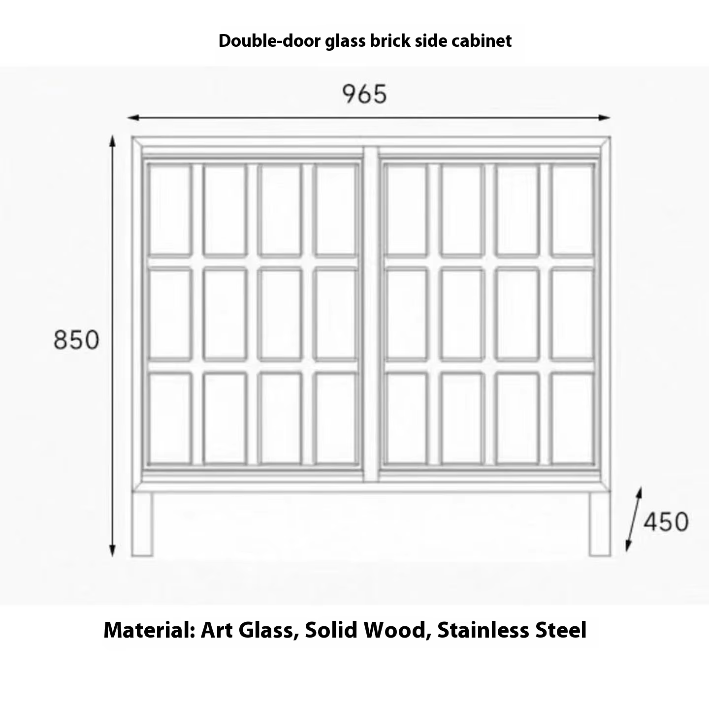 Armoire latérale en briques de verre à trois portes