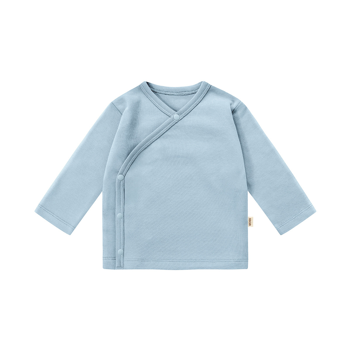 Top con bottoni azzurro
