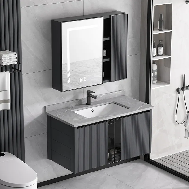 Modern Luxury American Bathroom Furniture Gold Bathroom Vanity Bathroom Cabinets OEM 13 Rectangle Apartment Wall Mounted CN;GUA