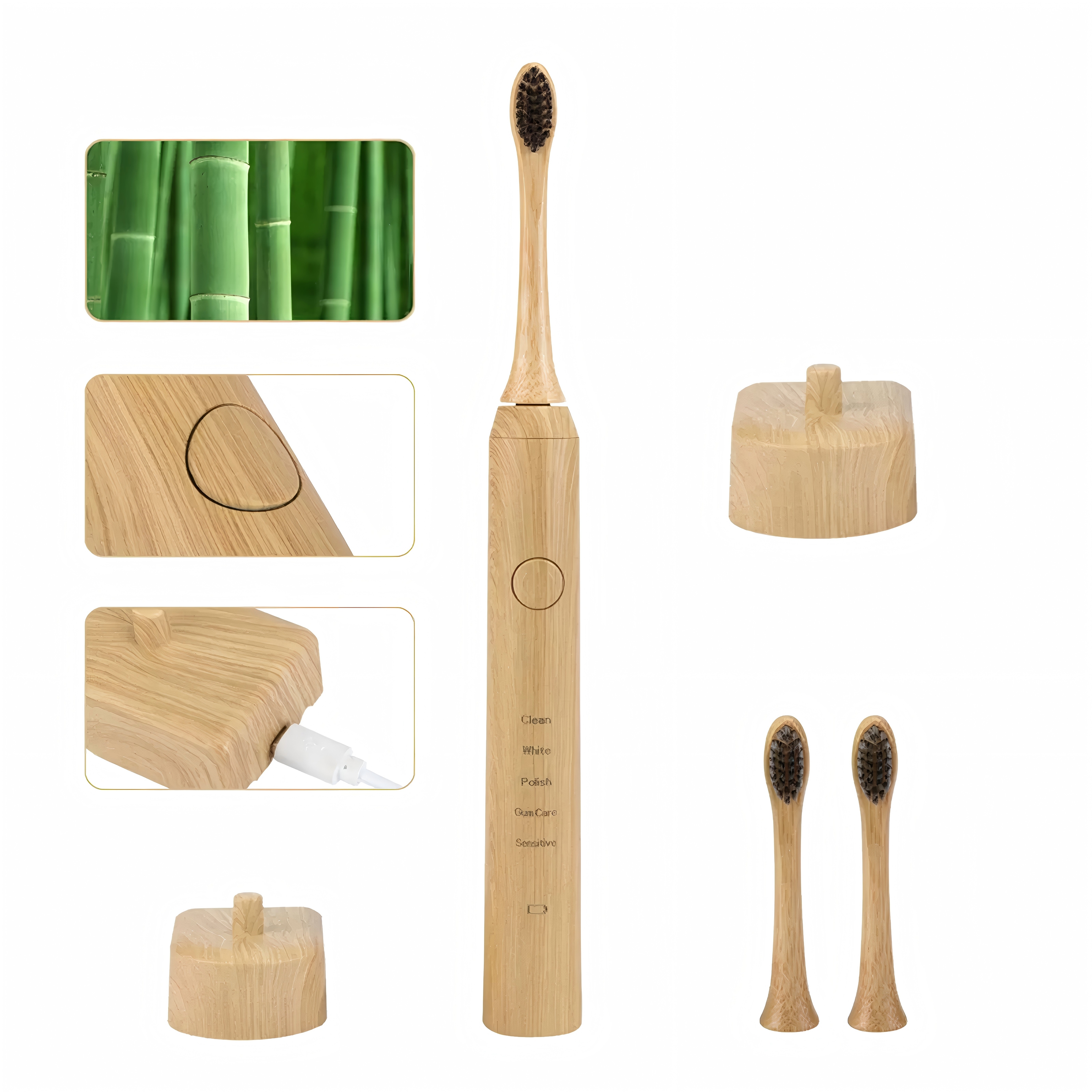 Bamboo color with 2 brush heads
